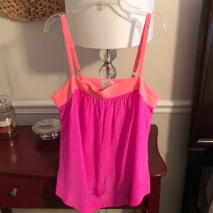 Anthropologie Pink & Coral Two-Tone Silk Camisole